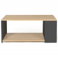 Table basse rangements bois et gris LYA contemporaine