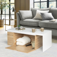 Table basse rotative bois blanc 360° LIZZI contemporaine