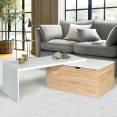 Table basse rotative bois blanc 360° LIZZI contemporaine