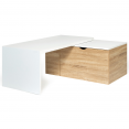 Table basse rotative bois blanc 360° LIZZI contemporaine