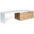 Table basse rotative bois blanc 360° LIZZI contemporaine
