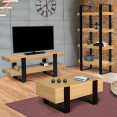 Meuble TV 114 cm double plateau PHOENIX bois et noir