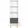 Bibliothèque étagère EMMIE scandinave bois blanc et gris