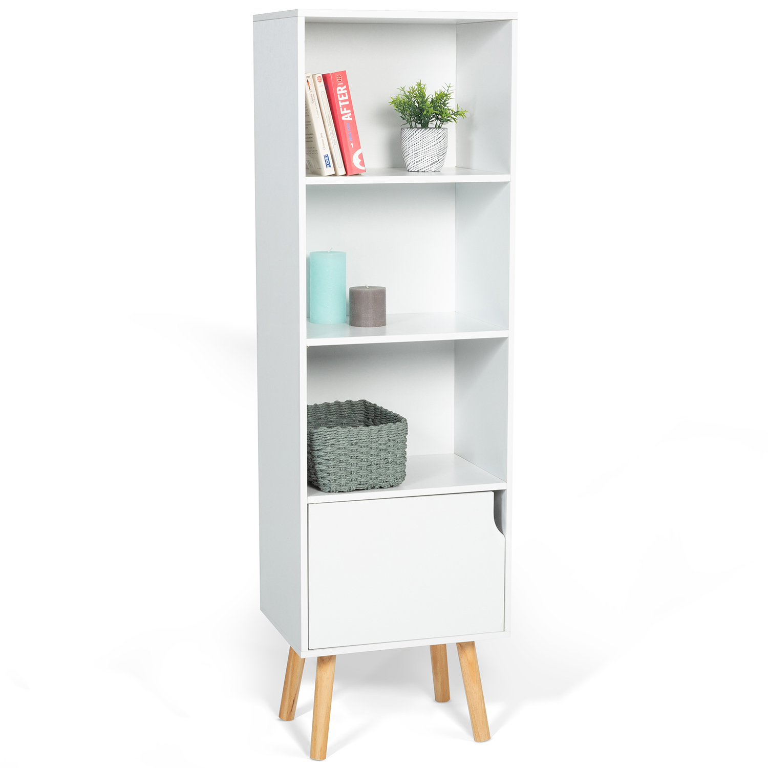Étagère colonne style scandinave 4 niveaux blanche