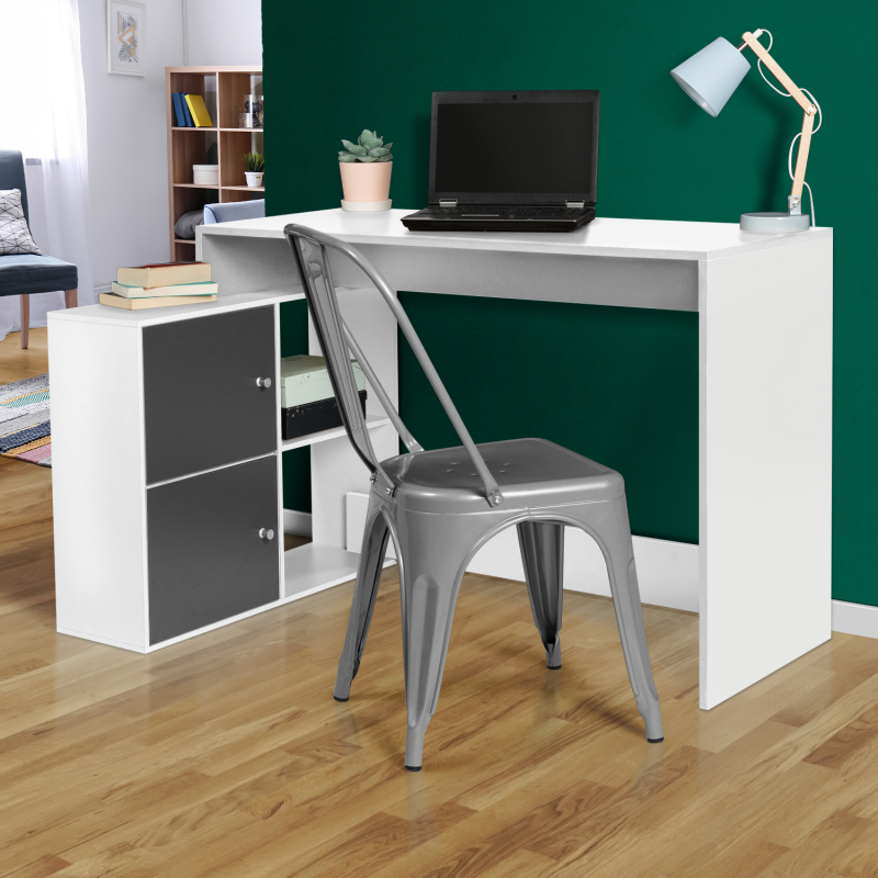 Bureau D Angle Pas Cher Bois Blanc Et Portes Grises Bob Id Market Bureau D Angle Pas Cher Bois Blanc Et Portes Grises Bob Id Market