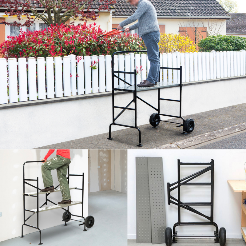 Échafaudage aluminium multifonction modulable avec roue 165cm