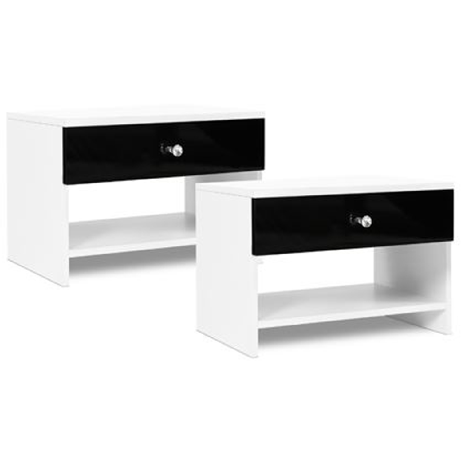 Lot de 2 tables de chevet CINDY contemporain bois blanc IDMarket Lot de 2 Tables de Chevet Blanches et Grises
