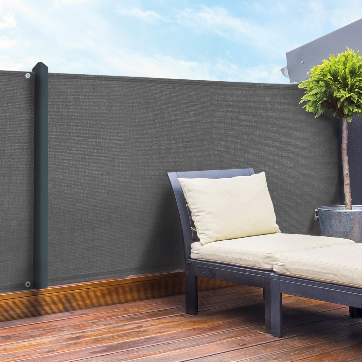 Brise vue 1m x 10 m gris anthracite occultant 90 g m²