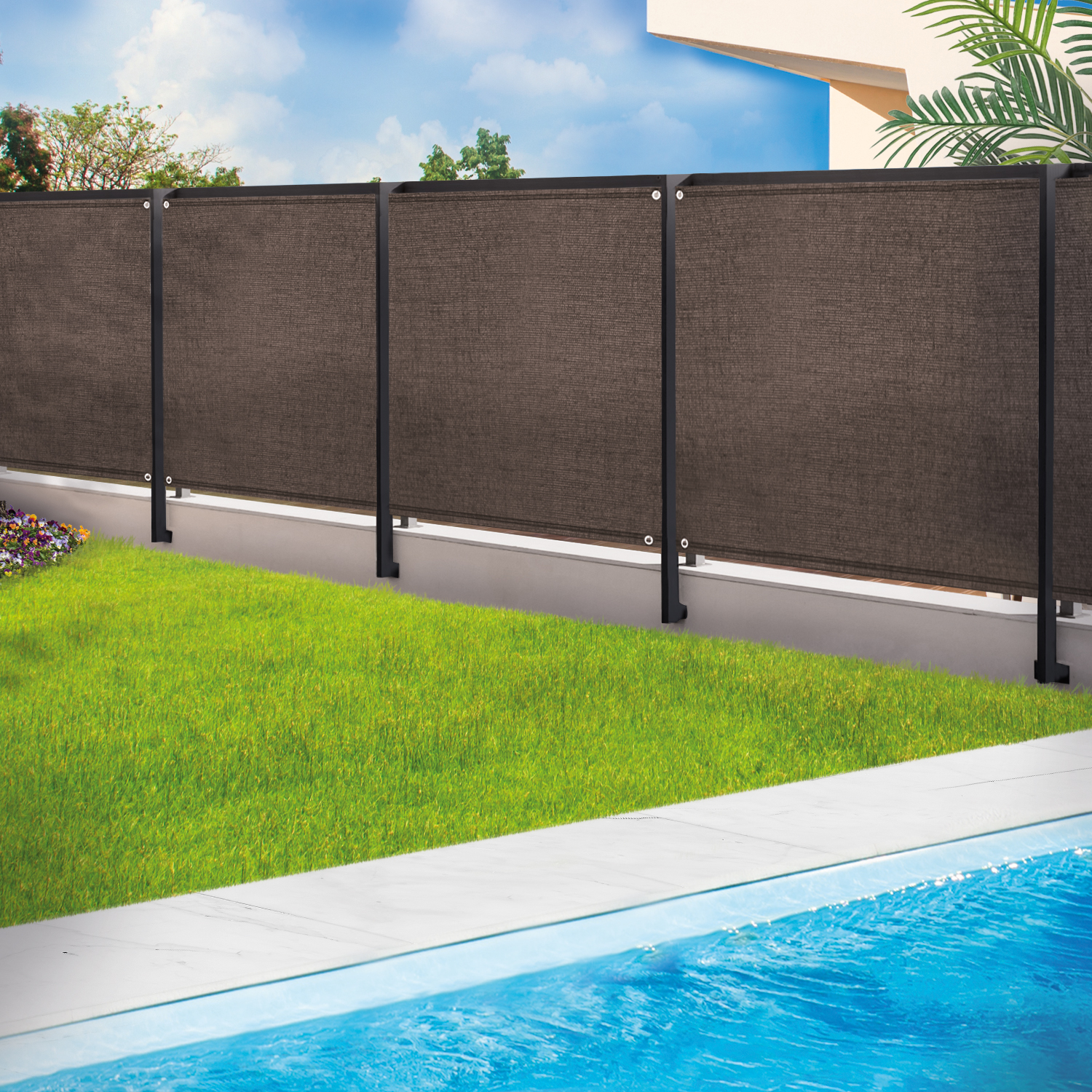 Brise vue 1,5 m x 10m taupe occultant 220 g m²