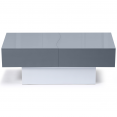 Table basse bar coulissante MARTA bois blanc et gris