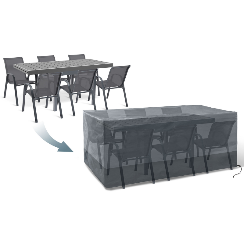 Housse pour table et chaises de jardin en polyester - 240x130x70 cm