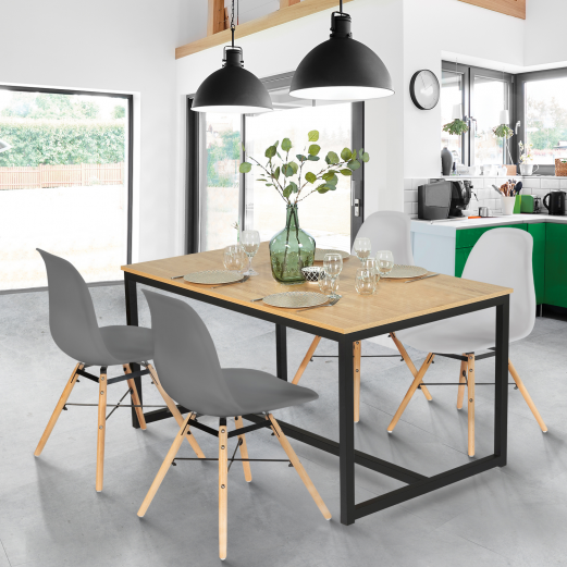 Table à manger DETROIT 6 personnes design industriel 150 cm