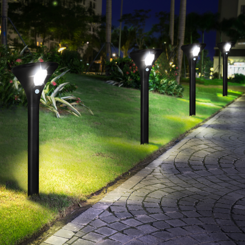 Pack] Lampadaire LED en acier inoxydable lampe sur pied éclairage extérieur  détecteur de mouvement IP44