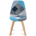 Lot de 2 chaises SARA motifs patchworks bleus
