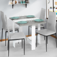 Table console pliable EDI 2-4 personnes blanche plateau effet béton
