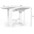 Table console pliable EDI 2-4 personnes blanche plateau effet béton 103 x 76 cm