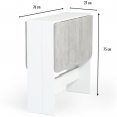 Table console pliable EDI 2-4 personnes blanche plateau effet béton