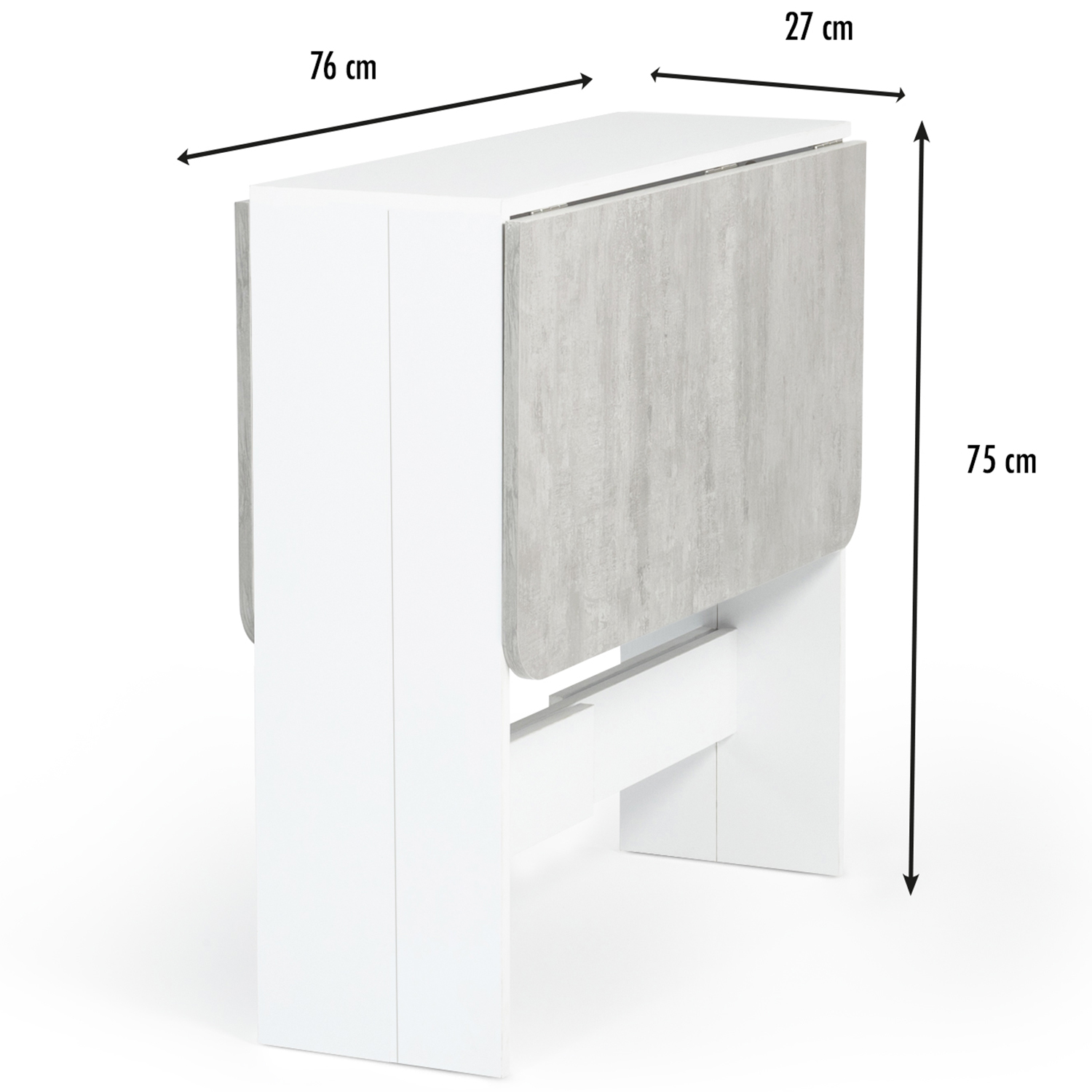 Table console pliante pas cher blanche plateau effet béton ID Market