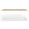 Table basse DETROIT 113 cm design industriel bois et métal blanc