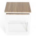 Lot de 2 tables basses gigognes DETROIT design industriel bois et métal blanc