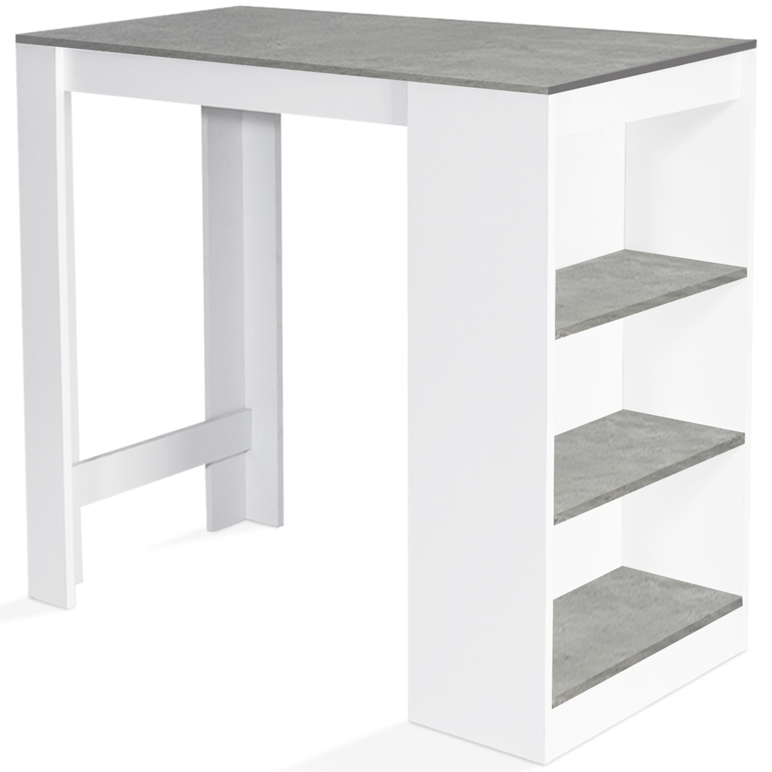 Table de bar haute 2 à 4 personnes blanche et grise effet béton
