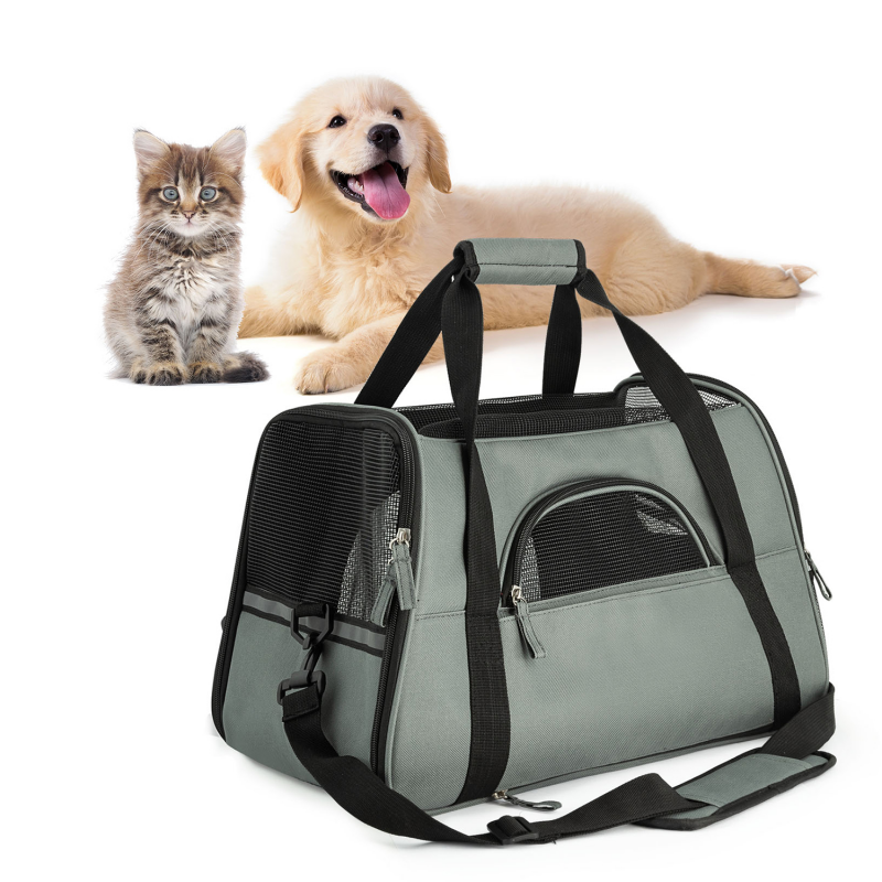 Sac De Transport Gris Pour Chat Et Chien Panier De Voyage Leger