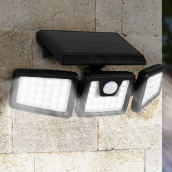 13871 - Potente faretto solare a 3 teste Projecteur solaire 3 têtes 70 LED détecteur de mouvement