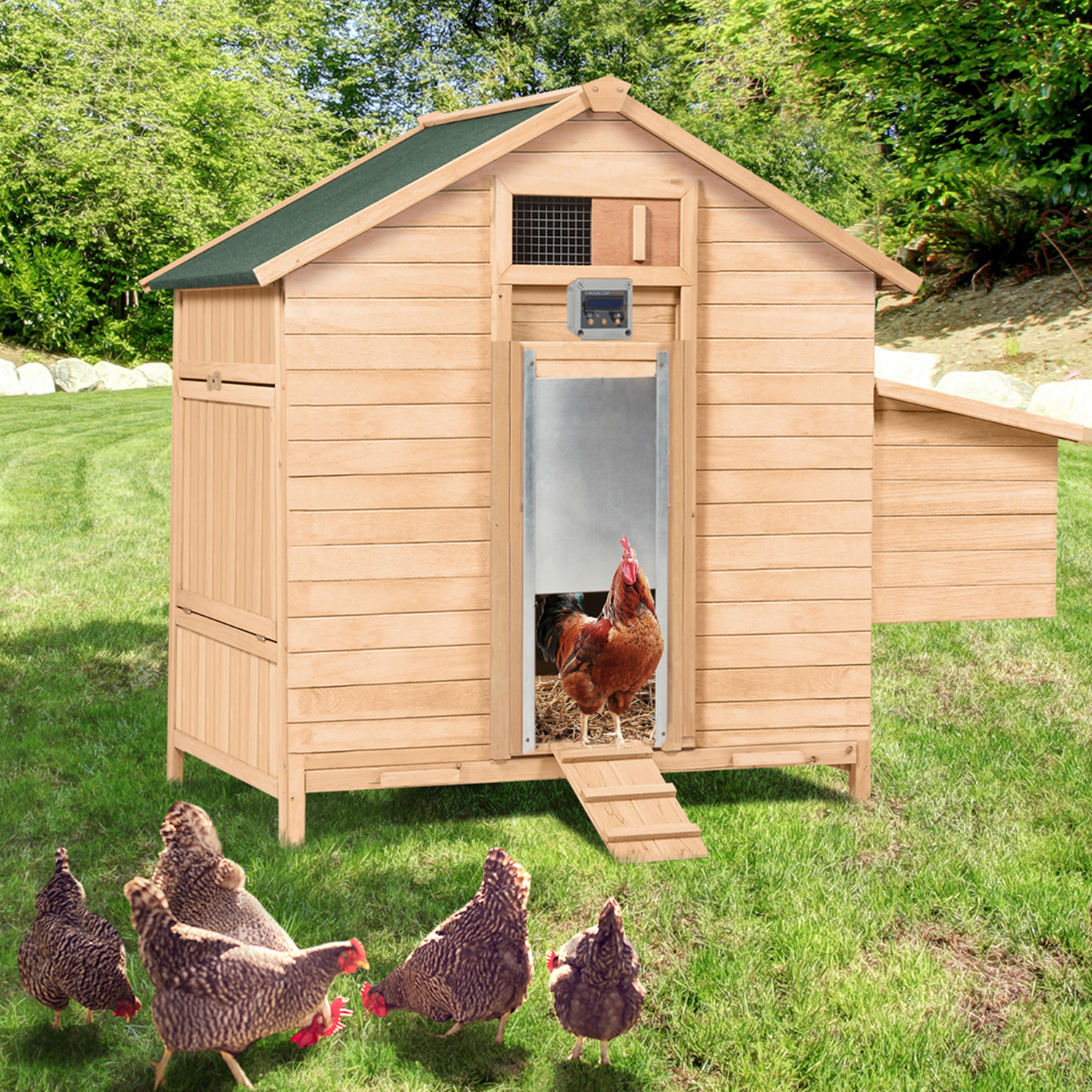 avec Capteur de Lumière & Contrôle de la Minuterie pour Un Elevage de Poulets Sécurisé TELAM Porte de Poulailler Automatique 