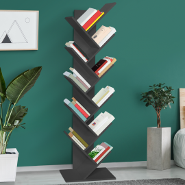 Etagère bibliothèque à livres forme d'abre 10 niveaux grise Etagère bibliothèque à livres forme d'abre 10 niveaux grise