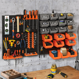 Kit de rangement mural 45 pièces panneau perforé et porte-outils Kit de rangement mural 45 pièces panneau perforé et porte-outils