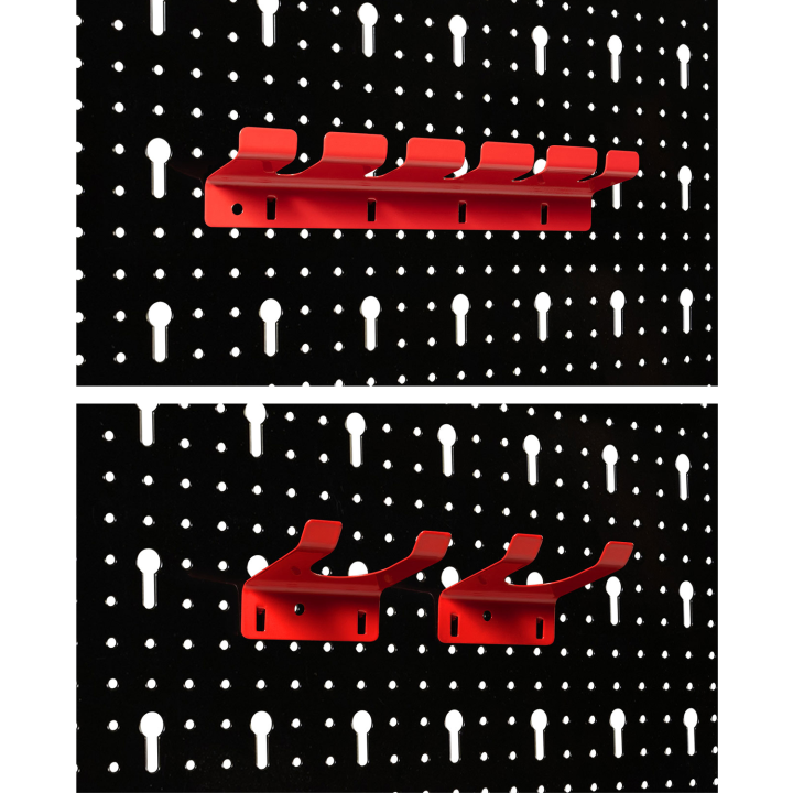 Panneau mural perforé en acier 120 x 60 cm porte-outils avec 17 accessoires Panneau mural perforé en acier 120 x 60 cm porte-outils avec 17 accessoires