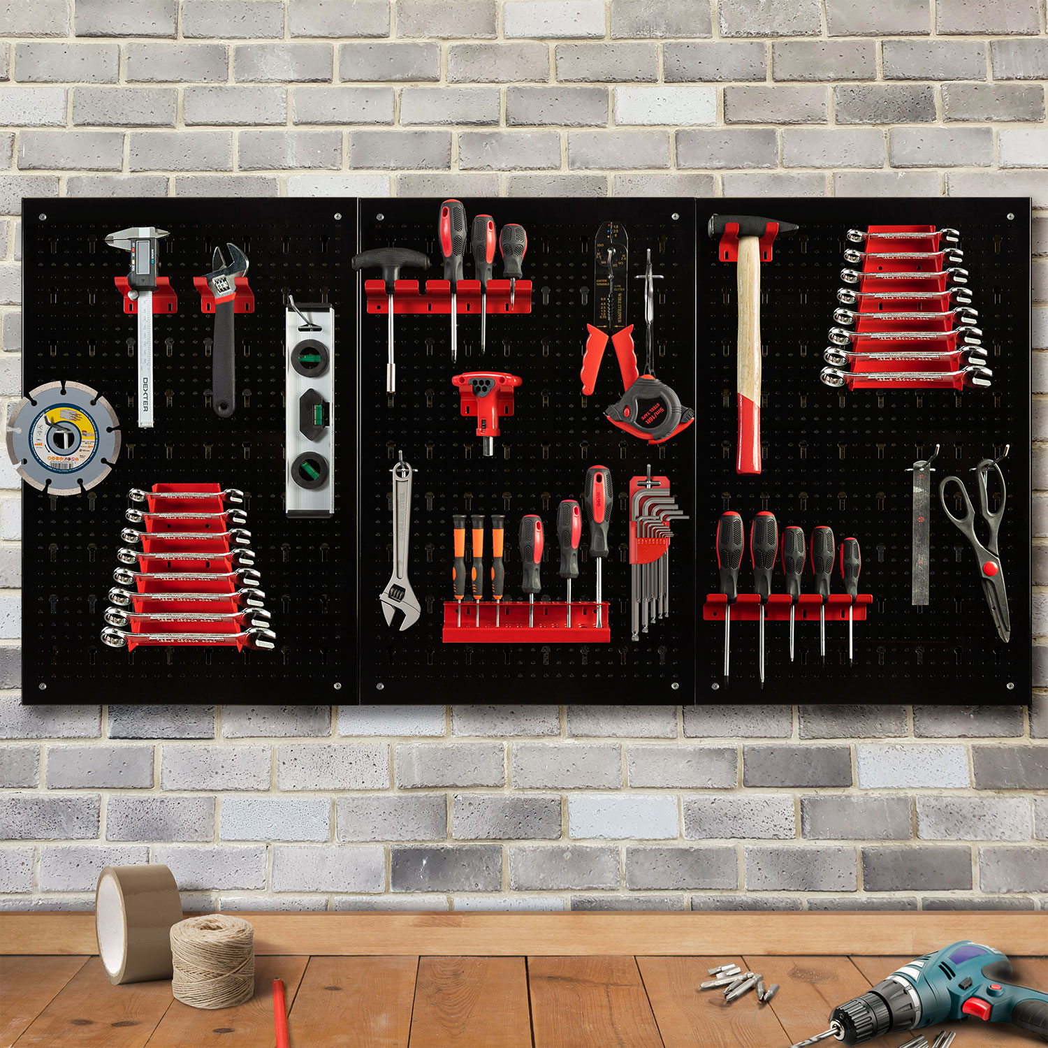 Armoire de rangement avec panneau mural porte outils pour ateliers