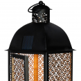 Lot de 2 lanternes solaires métal noir bougies à LED motif oriental