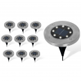 Lot de 10 disques solaires à LED spots de jardin à planter