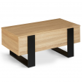 Table basse plateau relevable PHOENIX bois et noir