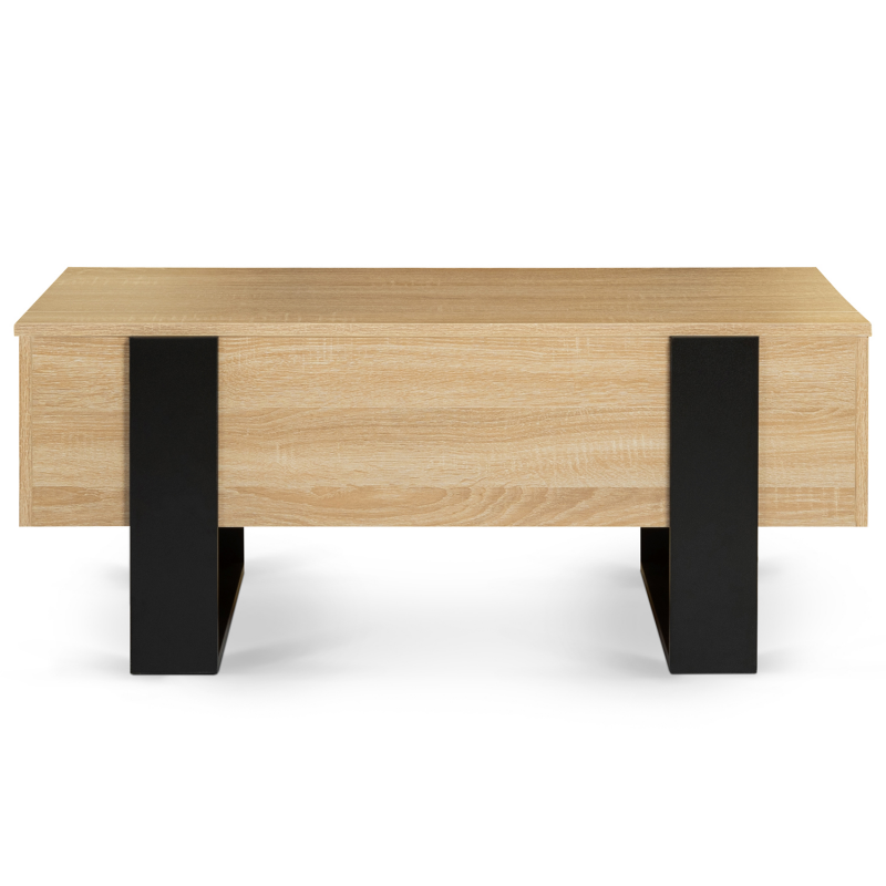 Console étagère Plateau Large IDMARKET Console Double PHOENIX Bois Et Noir Meuble D Entree