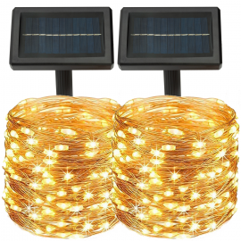 Lot de 2 guirlandes solaires 240 LED lampes extérieures étanches