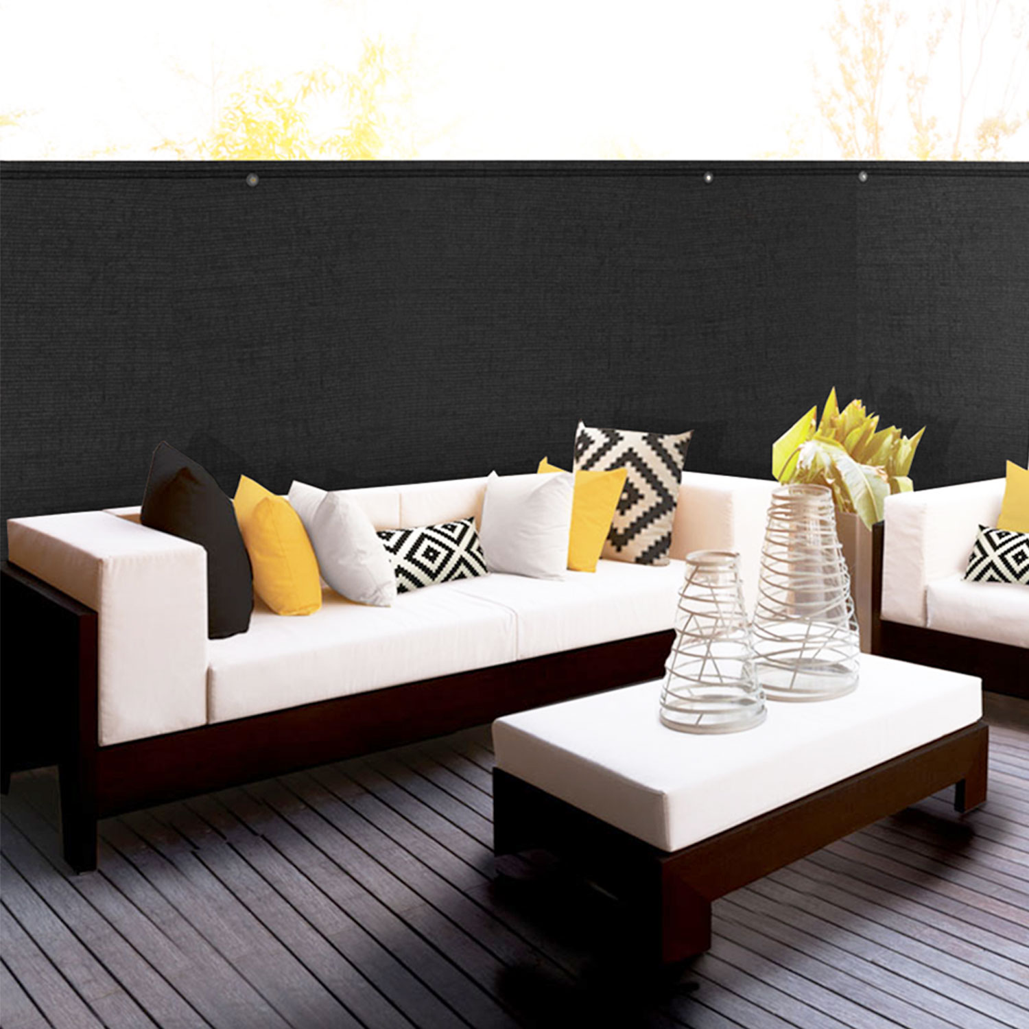 Brise vue noir 2 m x 10 m occultant 300 g/m² haute densité | ID Market