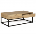 Table basse 2 tiroirs DETROIT 110 cm design industriel