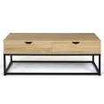 Table basse 2 tiroirs DETROIT 110 cm design industriel