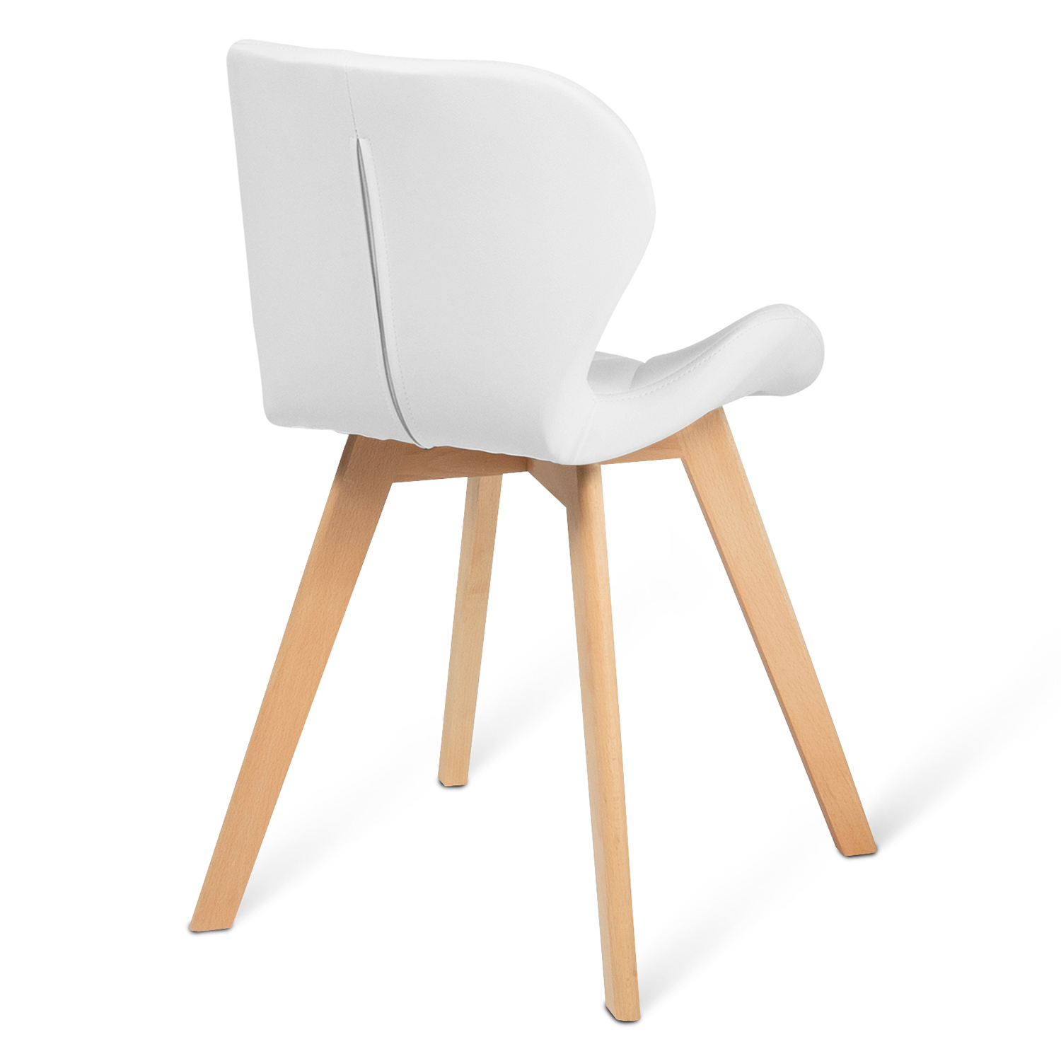 Chaises matelassées blanches avec pieds en bois x4  ROBINE  ID Market