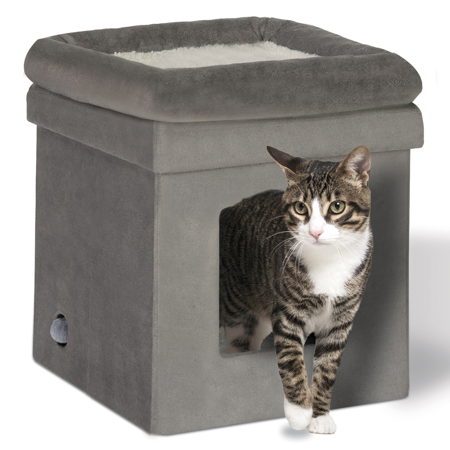 Maison Niche Grise Pliable Pour Chat Coussin Interieur Doux Maison Niche Grise Pliable Pour Chat Coussin Interieur Doux