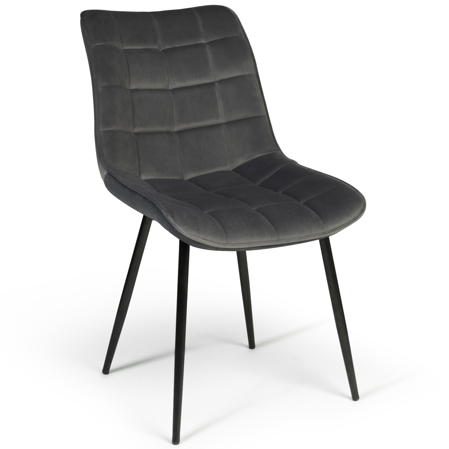 Lot De 4 Chaises MILA En Velours Noir - Design Moderne Pour Salle à Manger - Confort Matelassé - 9