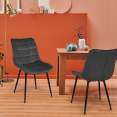 Lot de 4 chaises MADY en velours gris pour salle à manger