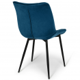 Lot de 4 chaises MADY en velours bleu canard pour salle à manger