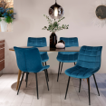 Lot de 4 chaises MADY en velours bleu canard pour salle à manger
