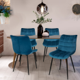 Lot de 4 chaises MADY en velours bleu pour salle à manger