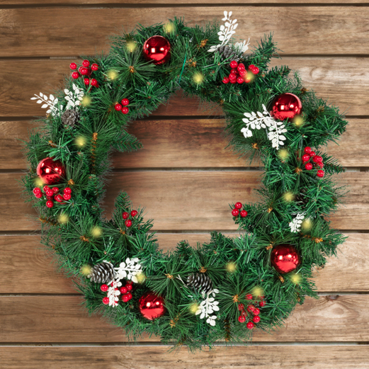 Couronne de Noël avec 20 LED blanc chaud