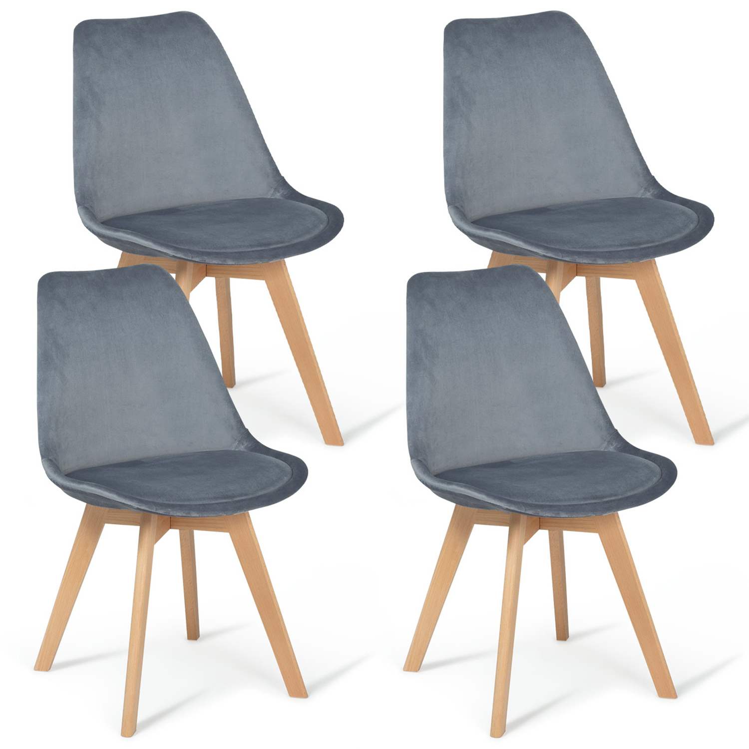 Chaises scandinaves grises en velours pas chères  SARA  ID Market