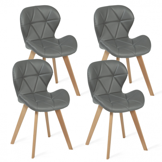 Lot de 4 chaises ROBINE gris foncé pour salle à manger